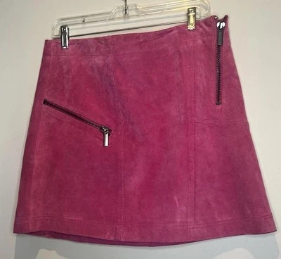 Ideology Leather Suede Skirt Women’s Size 12 Hot Pink Moto Zip Pocket NWT - Image 1 of 4