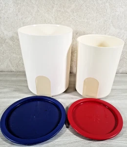 Tupperware One Touch verschachtelte Kanister mit roten, blauen Deckeln 2420D & 2422B Größe A & B - Bild 1 von 8