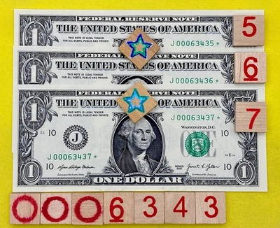 🌟 UNC 500K Run & Total Printed Star NOTE Sheets Sequential # LOW Serial $1 Bill - Image 1 of 4