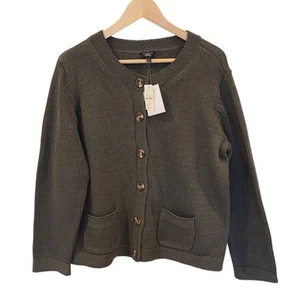 Neu mit Etikett Talbots Strickjacke 2X P Pullover Baumwolle Old Money olivgrün Karriere grob - Bild 1 von 9
