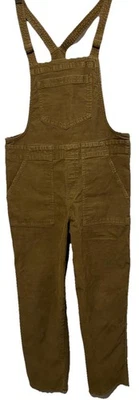 Macacão Aerie de veludo babador S marrom camelo boho cropped bainha crua stretch grunge hippie - Imagem 1 de 4