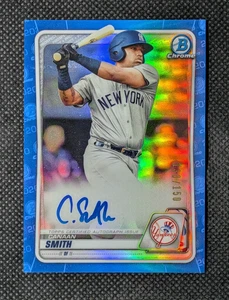 Canaan Smith 2020 Bowman cromo refractor azul automático en tarjeta #/150 NY Yankees - Imagen 1 de 2