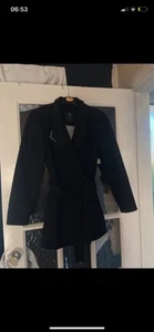 BNWOT Ted Baker Ladies Black Wool Blend Coat Size 1 - Picture 1 of 14