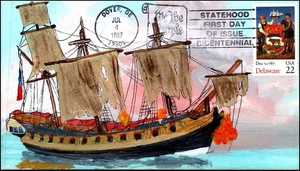 Scott 2336 22 Cents Delaware DeRossett handbemalt FDC - Bild 1 von 2