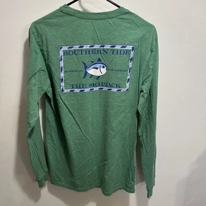 Southern Tide Skipjack Graphic Print Green Long Sleeve T-Shirt S - Picture 1 of 3