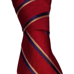 Robert Talbott Seidenkrawatte Herren rot blau diagonale Streifen Designer Krawatte gebraucht, in einwandfreiem Zustand - Bild 1 von 3