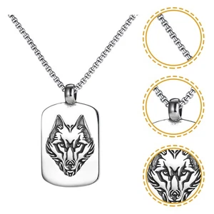 Militärische Kette Des Wolfskopfes Mann Wolf-Schmuck Wikingerkette Für Männer - Bild 1 von 10