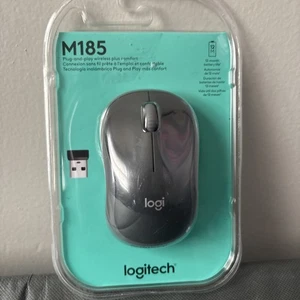 Logitech M185 Wireless Mouse, 2.4GHz w USB Mini Receiver Black NEW Sealed - Picture 1 of 4