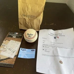 Tampa Bay Rays Game Used Ball COA Holo 7/2/19 Tommy Pham Asher Wojciechowski - Picture 1 of 7