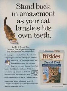 1999 Friskies Dental Diet Cat Food - "Stand Back In Amazement" - Print Ad Photo - Picture 1 of 1