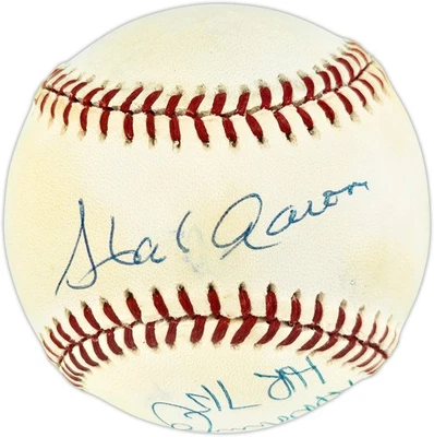 Hank Aaron & Al Downing Signed NL Baseball "HR 715" Beckett - Image 1 of 4