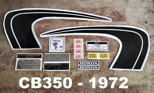 HONDA CB350 1972 GRAPHICS DECAL KIT SIDE COVER TANK 16 PCS. NEW LOW SHIP. COSTS - Picture 1 of 9