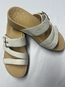 Vionic Rio cremefarbene gewebte Synthetik-Pantoletten-Sandale 8 gebraucht, - Bild 1 von 7