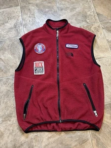 Vintage TNF Northface Fleece Patch Vest USA Medium 20x26 Mammoth Mountain Ski - Picture 1 of 14