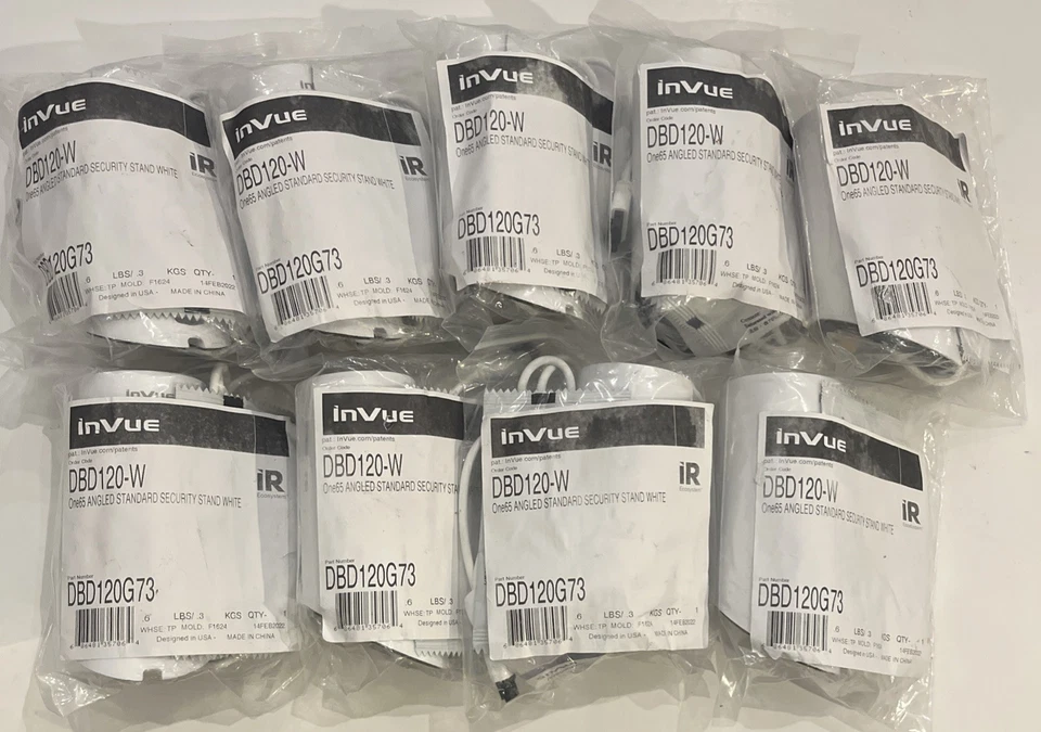 (Qty-9) InVue One65 Angled Powered Corded Security Stand DBD120-W White - Image 1 of 4