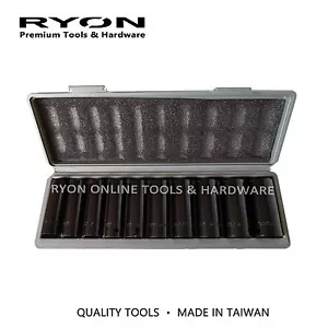 10PC 1/2" Dr. Impact Deep Socket SAE AF 76mm Long 7/16" - 1" Imperial CrV Taiwan - Picture 1 of 2