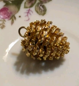Tiny Pine Cone Pendant Gold Dipped Nature Botanical Garden Trees Floral Classic - Picture 1 of 5