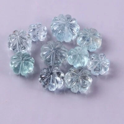 Loose Gemstone Natural Moss Aquamarine Hand Carved Melon Shape Gemstone A1444 - Image 1 of 3