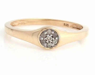 Anillo con banda de diamantes naturales de 1/14 quilates de oro amarillo de 18 quilates de plata de ley tamaño libre Foto 1 de 4