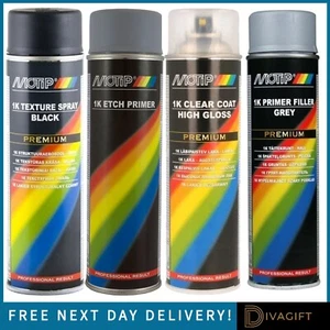 MOTIP 1K SPRAY PAINT 500ML PRIMER ETCH WASH EPOXY FILLER CLEAR COAT TEXTURED - Picture 1 of 16