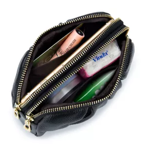 Genuine Leather Wristlet Wallet for Women Stylish Ruched Wristlet Clutch Purse - Picture 1 of 29