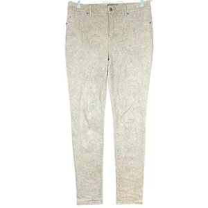 Chicos So Slimming Paisley Pants Womens 0.5 US 6 Beige Tan Logo 5 Pocket Jeans - Picture 1 of 12
