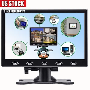 US - 7'' LCD Portable Monitor AV/VGA/HDMI CCTV Display Screen Speaker for PC - Picture 1 of 16