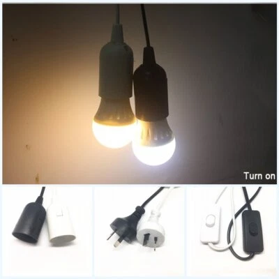 E27 Pendant Bulb Socket Holder LED Power Cord Cable Lamp Bases with Switch 1.8M - image 1 of 4