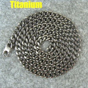 Pure Titanium 6.8mm Wide Curb Chain Anti-allergy Necklace, Length 25.59" - Picture 1 of 9