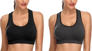 Women Racerback Sports Bras - High Impact Workout Gym Activewear Bra - Picture 1 of 12
