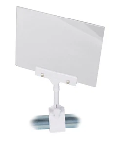 Set of 2 Acrylic Sign Holders 5 ½ x 7" Clamp Double Sided Clothing Rack - Picture 1 of 13