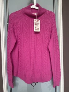Sweden Dobber Original Womens Wool Blend Pink Cable Knit Sweater Sz S # 1411 NEW - Picture 1 of 7