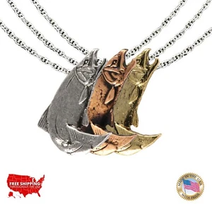 Collar y colgante de pesca de salmón King Chinook, F043PEN, regalo, hecho en EE. UU. - Imagen 1 de 5