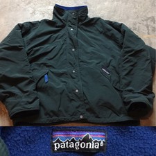 VTG PATAGONIA MADE IN USA FLEECE LINED Jacket M 90s Green Blue Nylon Bomber