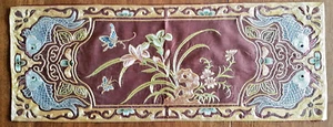 Broderie - sur soie marron à décors aux fils or- CHINE VERS 1900- 66 cm x 25 cm - Picture 1 of 4
