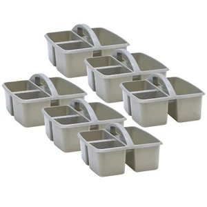 Teacher Created Resources Gray Plastic Storage Caddy, Pack of 6 - Picture 1 of 2