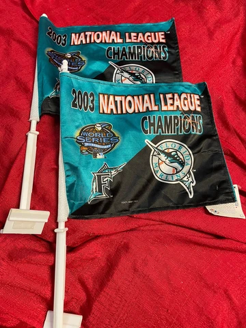 2 Florida Marlins 2003 National League World Series Champs Window Car Flags Cover
