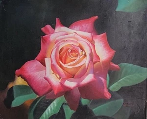 Travelelev, "Rosa Rose", Öl auf Leinwand, ungerahmt - Bild 1 von 1
