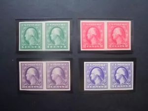 #481 482 483 484 Imperforated Horz. Pairs MNH OG VF/XF #1a CV $123 "New Mounts" - Picture 1 of 7