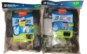 Hanes 3 PC Boys Tagless Boxer Briefs 14-16 Large Lot of 2 Packs = 6 Underwear - Picture 1 of 2