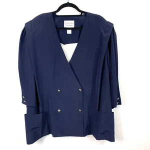 Andrea Gayle Woman's NWT double breasted button down Navy top plus size 26 - Bild 1 von 7