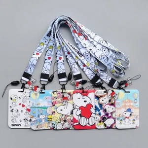 Porta carte d'identità badge cane cartone animato Snoopy e cinturino collo cordino - Foto 1 di 18