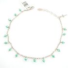 Ankle Bracelet Amen Silver 925  And Crystals Turquoise Iridescent Cacrbm