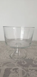 CLEAR GLASS DESSERT PEDESTAL COMPOTE DECOR CENTERPIECE - 8 3/4"H x 8.5"W - Picture 1 of 6