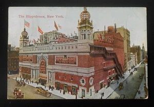 1912 RARE POSTMARK? Strathcona Alberta POSTAL HISTORY The Hippodrome NYC NY PC - Picture 1 of 1
