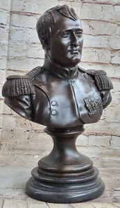 VINTAGE RARE SIGNED BRONZE NAPOLEON BONAPARTE BUST STATUE SCULPTURE MARBLE DECOR - Picture 1 of 10