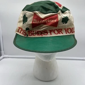 Vtg 1987 Budweiser Beer Painters Cap St Patrick’s Day Hat This Buds For You - Picture 1 of 4