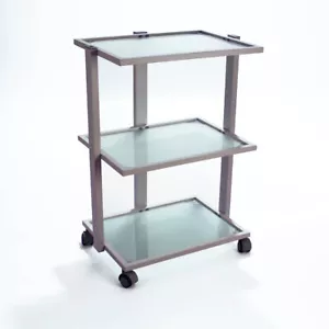 Carrello estetista bianco opaco con ripiani in vetro temperato, mod. MR-37 - Foto 1 di 4
