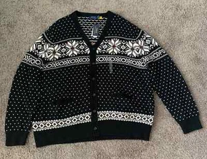 Polo Ralph Lauren Mens Big & Tall Cardigan Sweater Cotton Cashmere Snowflake 2XB - Picture 1 of 5