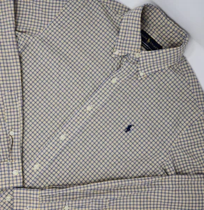 Polo Ralph Lauren personalizzata vestibilità camicia con bottoni uomo piccola giallo blu a quadri usata in ottime condizioni - Foto 1 di 8